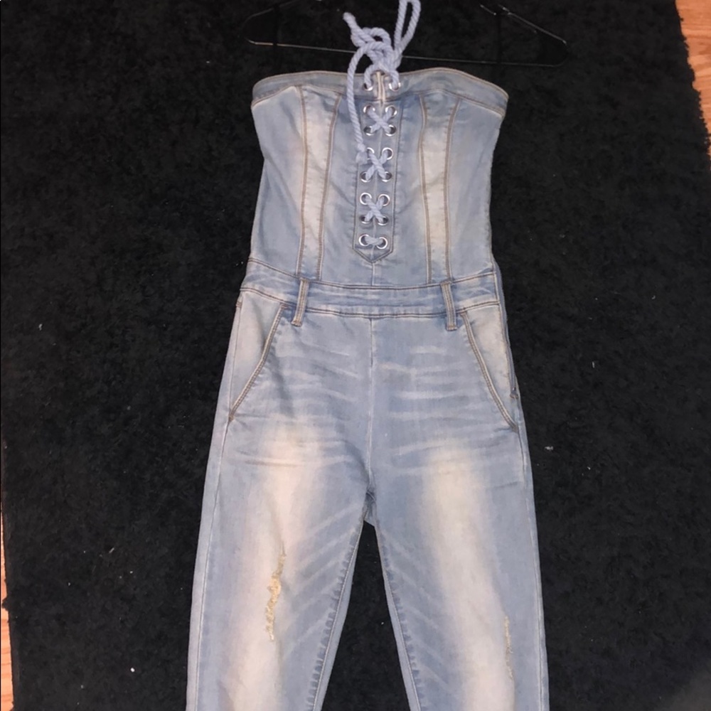 Bebe denim jumpsuit